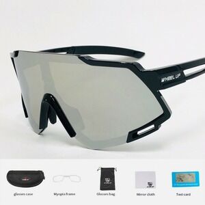 Cycling Sunglasses Polarized Silver Mirror‎ Lens Fishing Running Shield Lentes